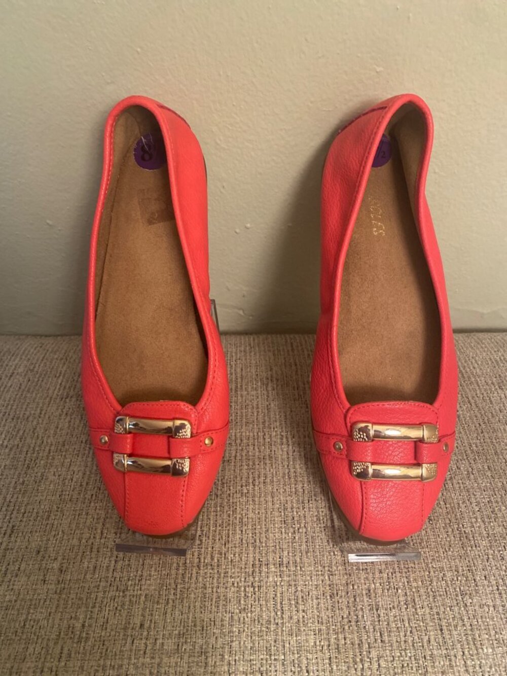 Aerosoles Comfort Coral Gold Accent Flats Size 8.5